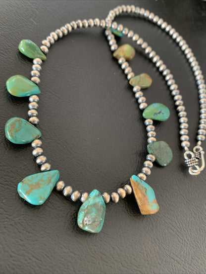 Royston Turquoise Sterling Silver Beads Necklace 02184