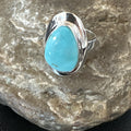 Women's Robin Egg Blue Kingman Turquoise Ring Size 8.5 | Sterling Silver | Authentic Native American Handmade | 17729