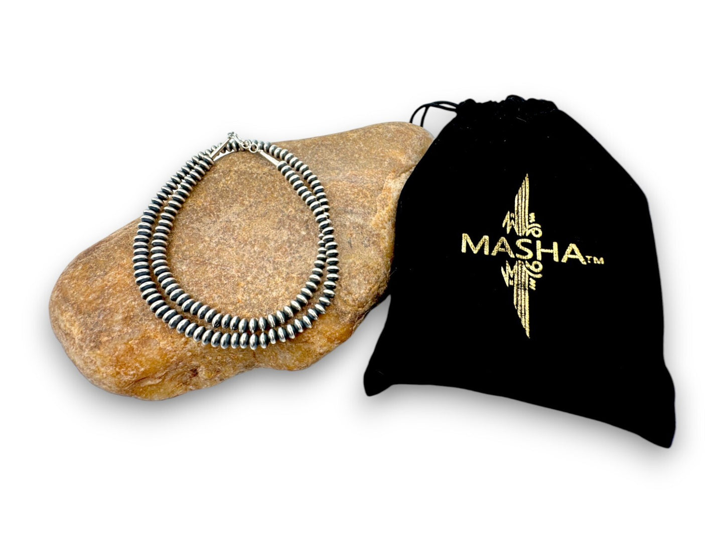 Navajo Pearls Sterling Silver Rondelles Saucer Flat Bead Necklace 5mm 18" 60518