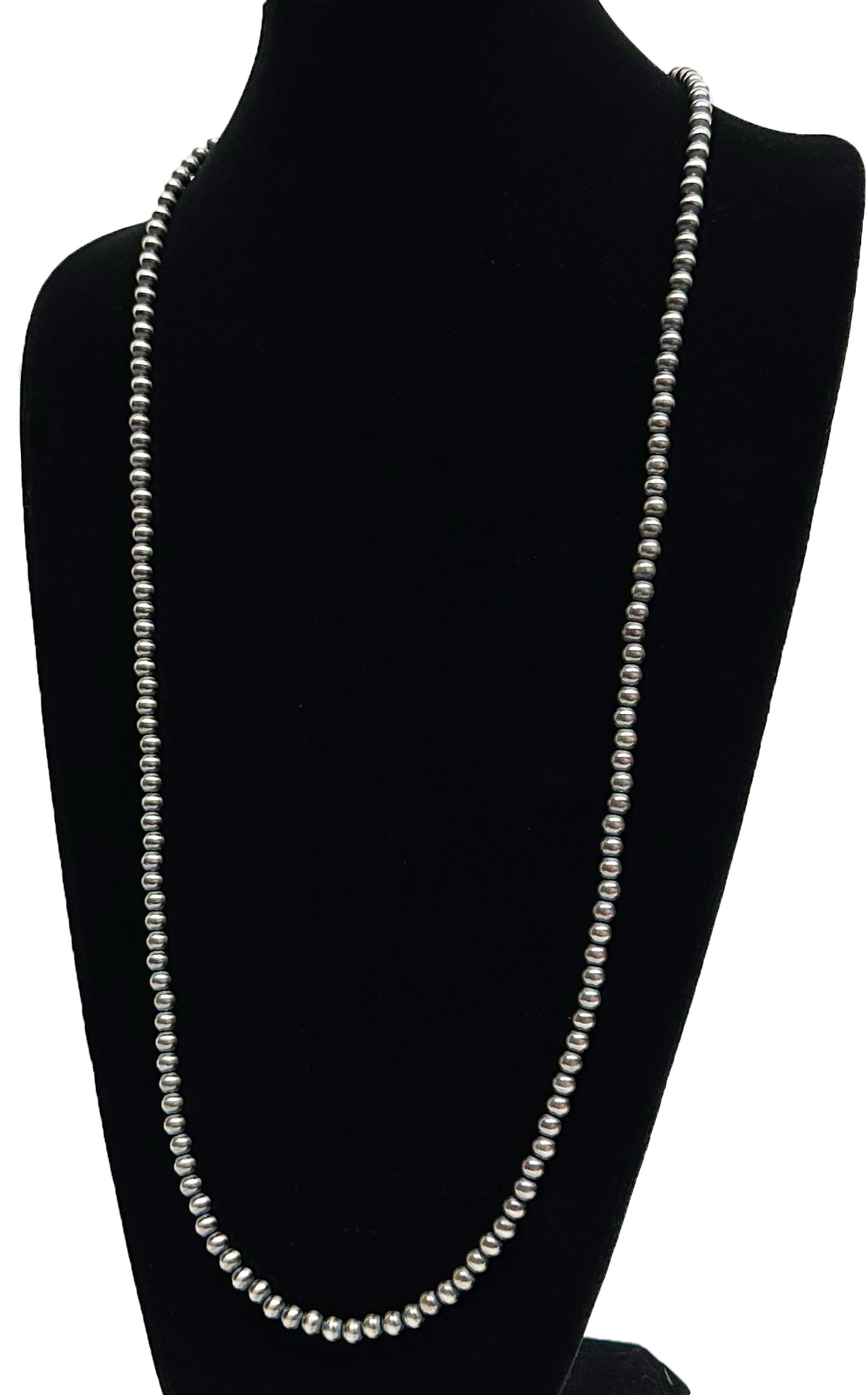 Native American 6mm Sterling Silver Navajo Pearls 33" Single Strand Necklace