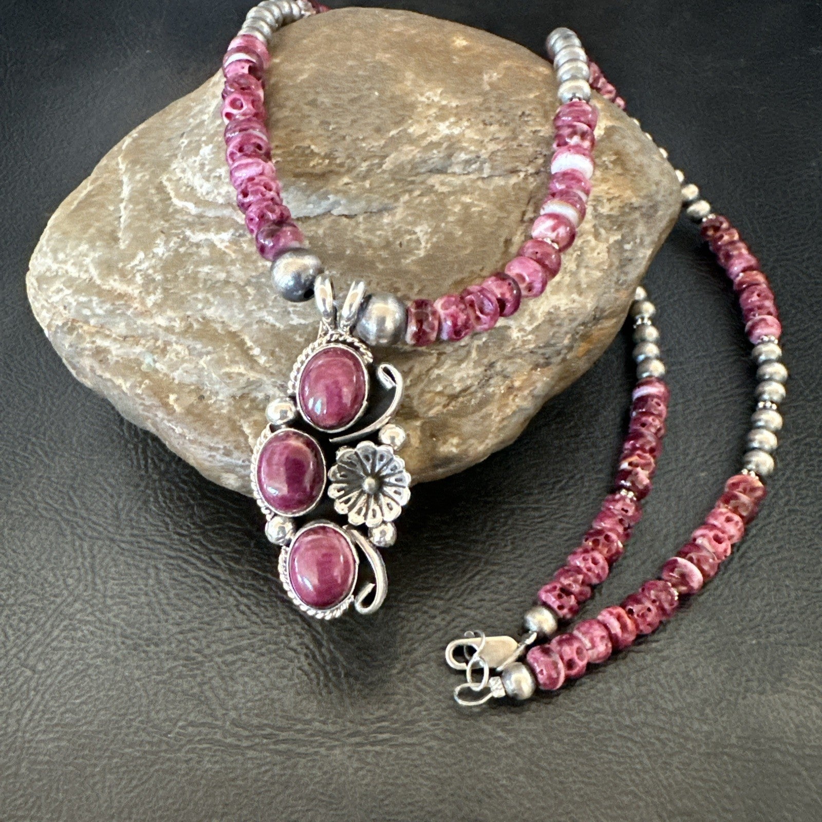 Sterling Purple Spiny Sugilite Pendant Navajo Silver Necklace 19608