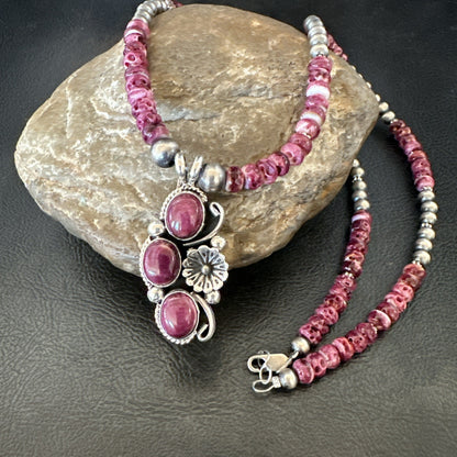 Sterling Purple Spiny Sugilite Pendant Navajo Silver Necklace 19608