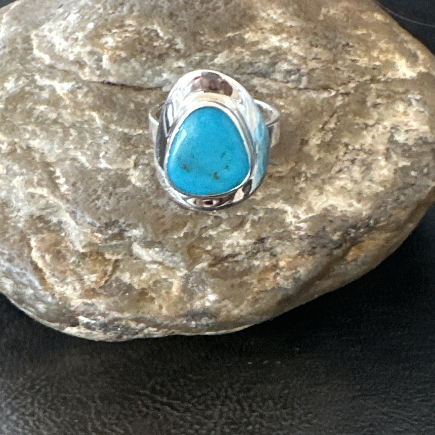 Southwestern Sterling Silver Blue Kingman Turquoise Ring Size 7 18505