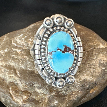 Handmade Navajo Sterling Silver  Blue Kingman Turquoise Ring Size 9 19621