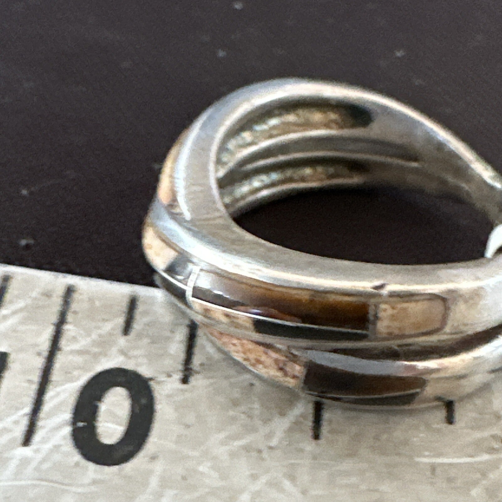 Navajo Black Onyx Tiger's Eye Inlay Sterling Ring Size 5.5 18702