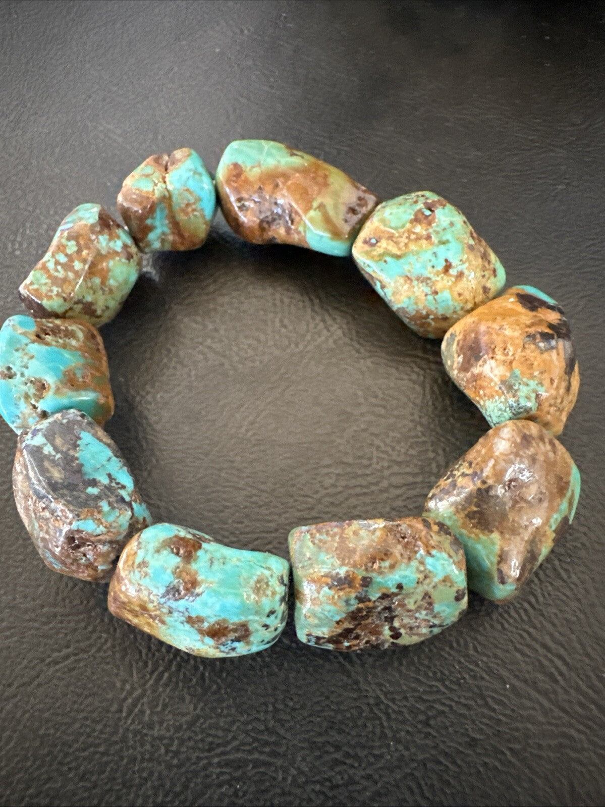 Mens Womens Blue Green Turquoise Stretch Stone Friendship Bracelet 7" 18868