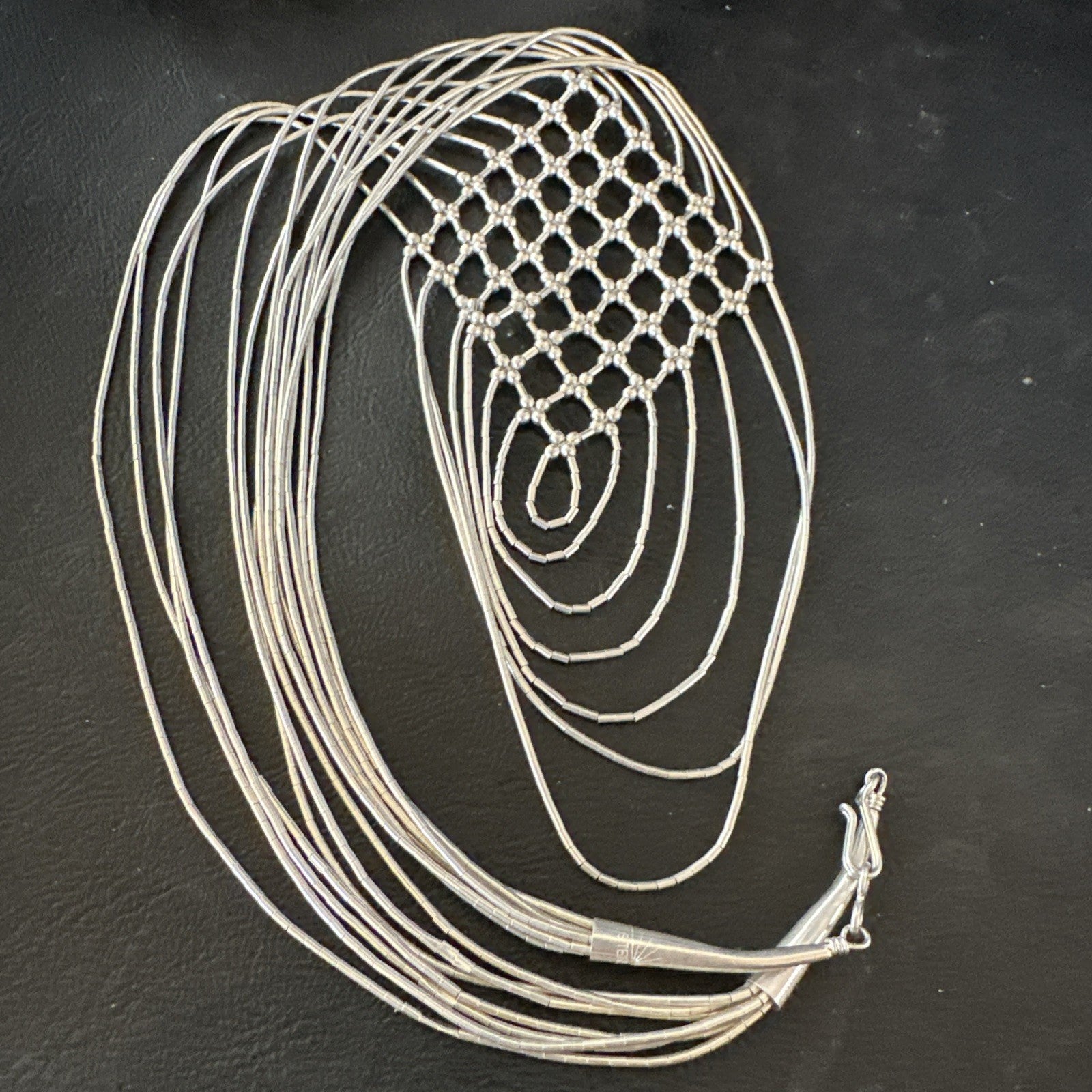 Sterling Silver Heishi Tubes Pendant 7 Strand Necklace 19754