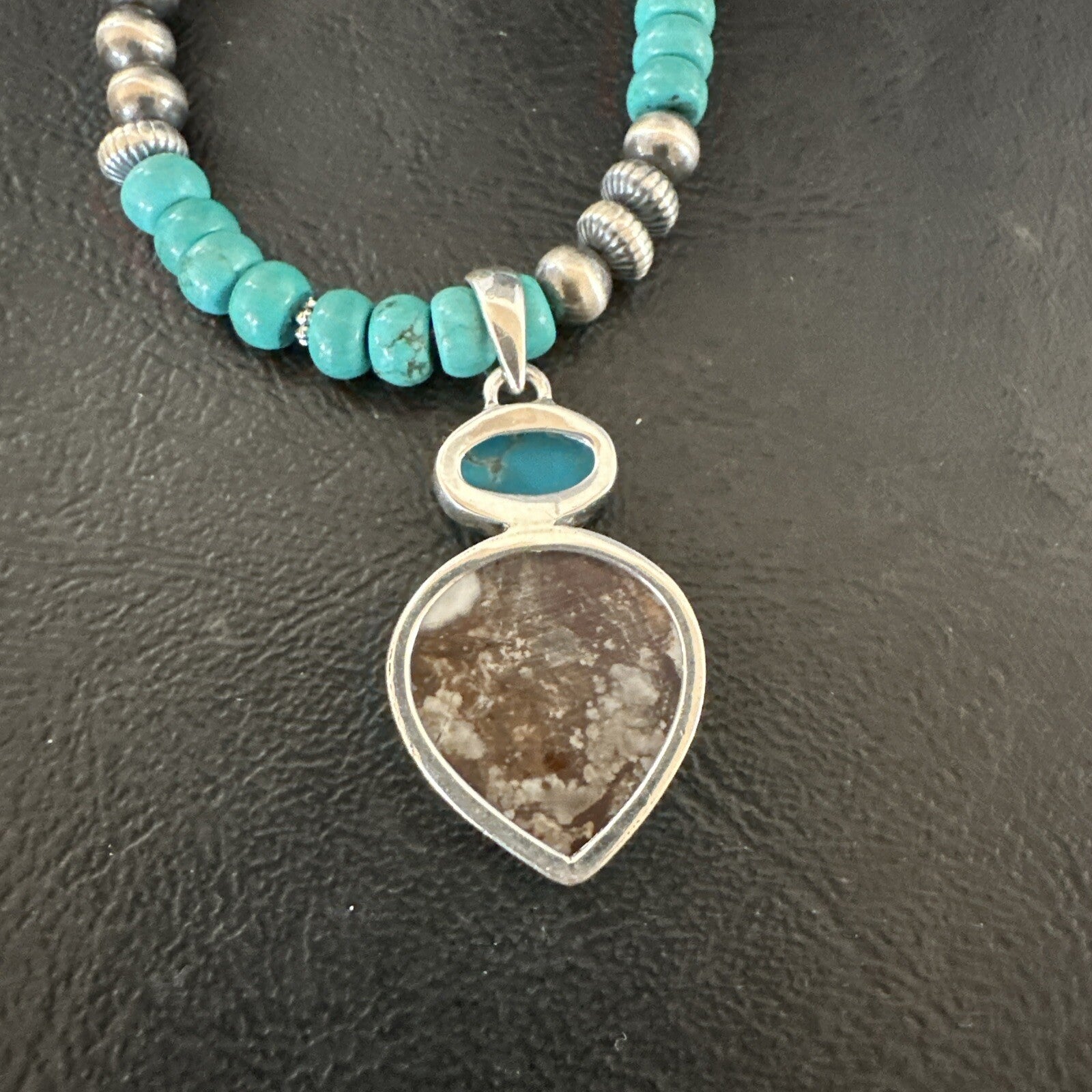 Wild Horse Sterling Silver Blue Kingman Turquoise Necklace Pendant 17899