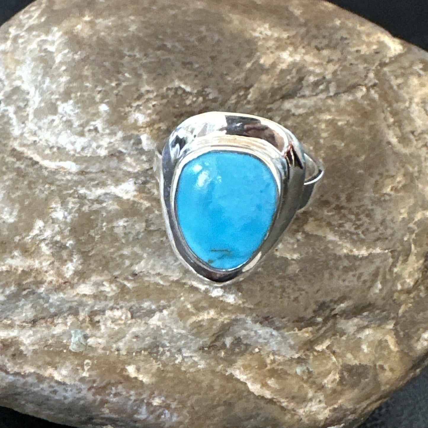 Southwestern Sterling Silver Blue Kingman Turquoise Ring Size 9 18527