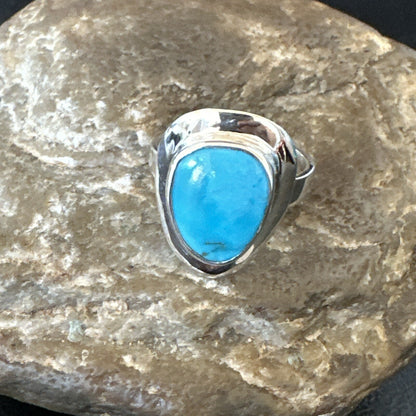 Southwestern Sterling Silver Blue Kingman Turquoise Ring Size 9 18527