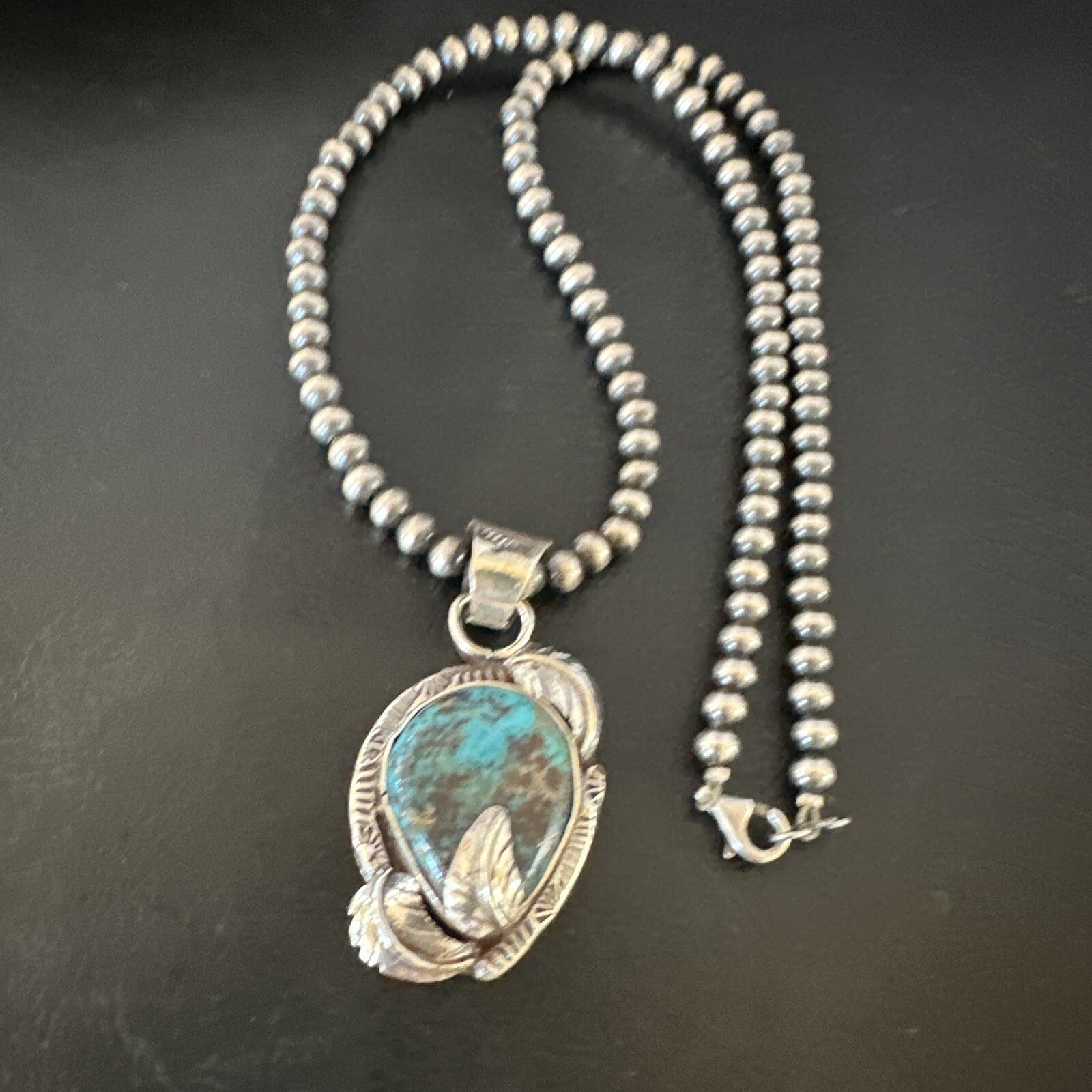 Wild Horse Turquoise Lapis Pendant Navajo Pearls Sterling Silver Necklace 15650