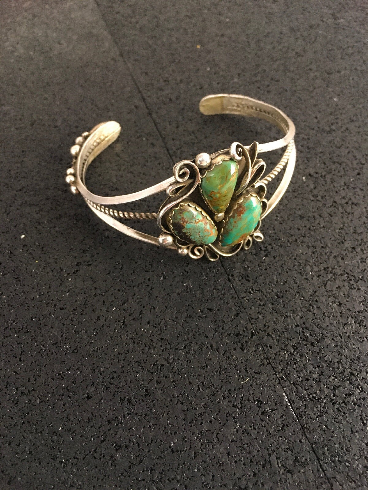 Native American Indian Turquoise Navajo Sterling Silver Bracelet 08845