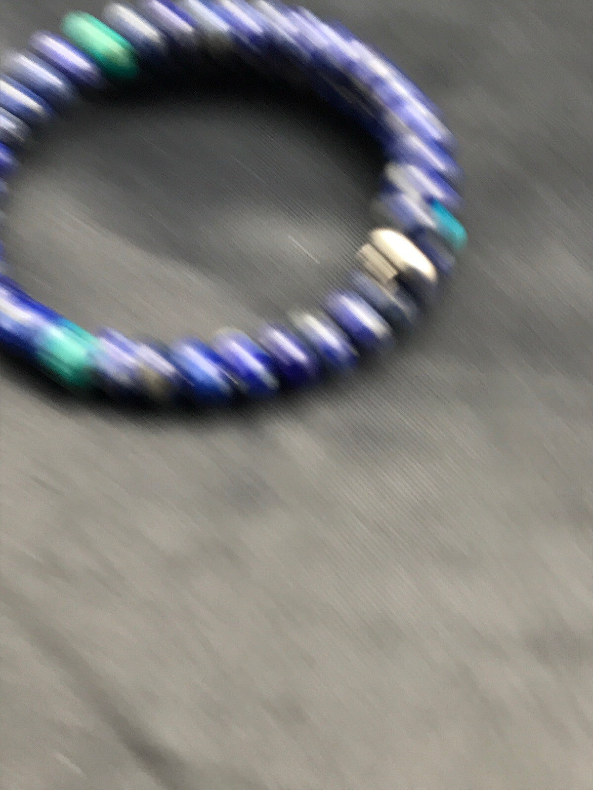 Lapis & Turquoise Bead Navajo Sterling Silver Bracelet 03260