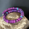 Purple Stone Turquoise 8mm Wire Bead Bracelet Navajo | Sterling Silver | Authentic Native American Handmade | 15241