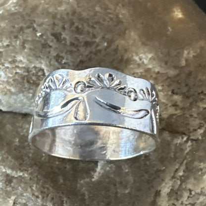 Mens Women Wedding Band Navajo Stamped Sterling Silver Ring Size 9.5 19064