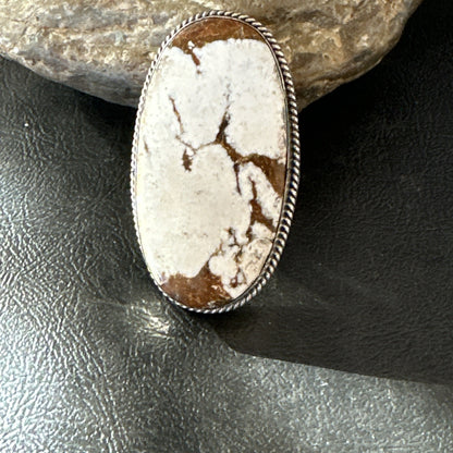 Native American Wild Horse Turquoise Navajo Sterling Silver Ring Size 9.5 19775