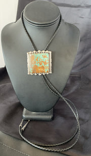 Men's Green Royston Turquoise Navajo Bolo Tie | Sterling Silver | Authentic Native American Handmade | 18897