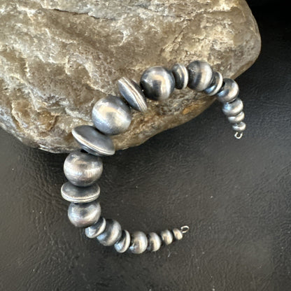 Children Navajo Pearls Sterling Silver Bead Stainless Wrap Bracelet 4.5" 19022