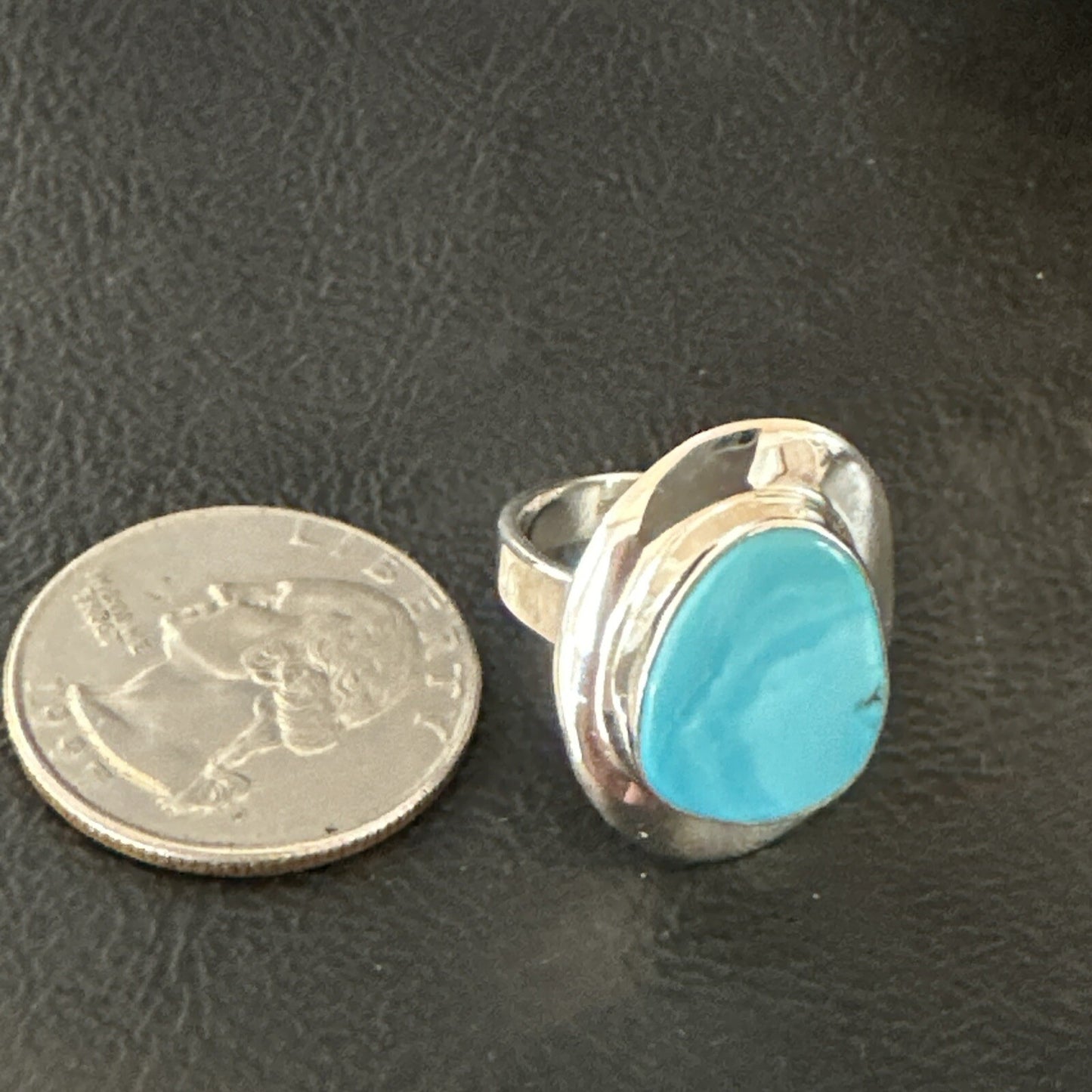 Southwestern Sterling Silver Blue Kingman Turquoise Ring Size 7 18504