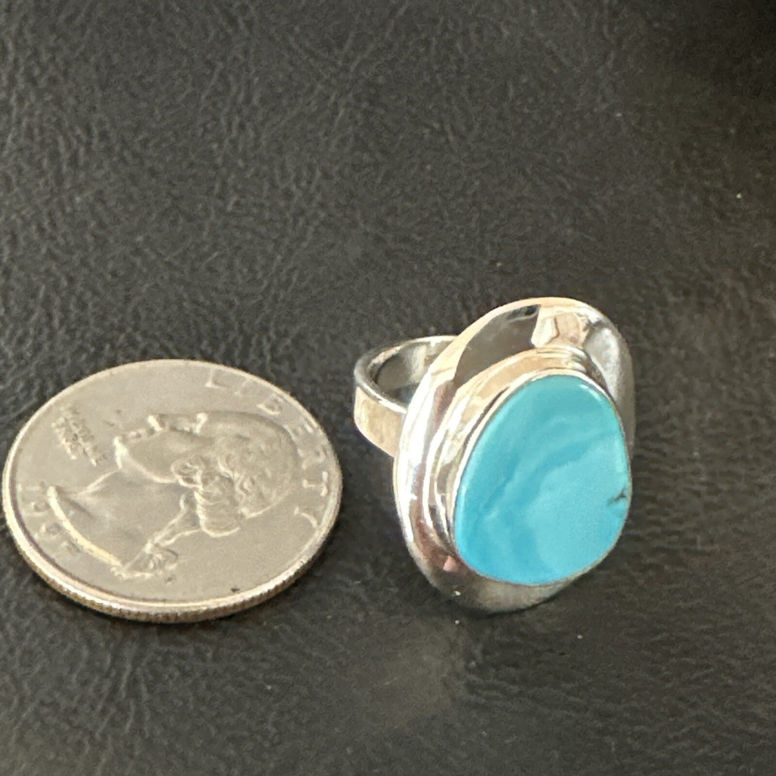 Southwestern Sterling Silver Blue Kingman Turquoise Ring Size 7 18504