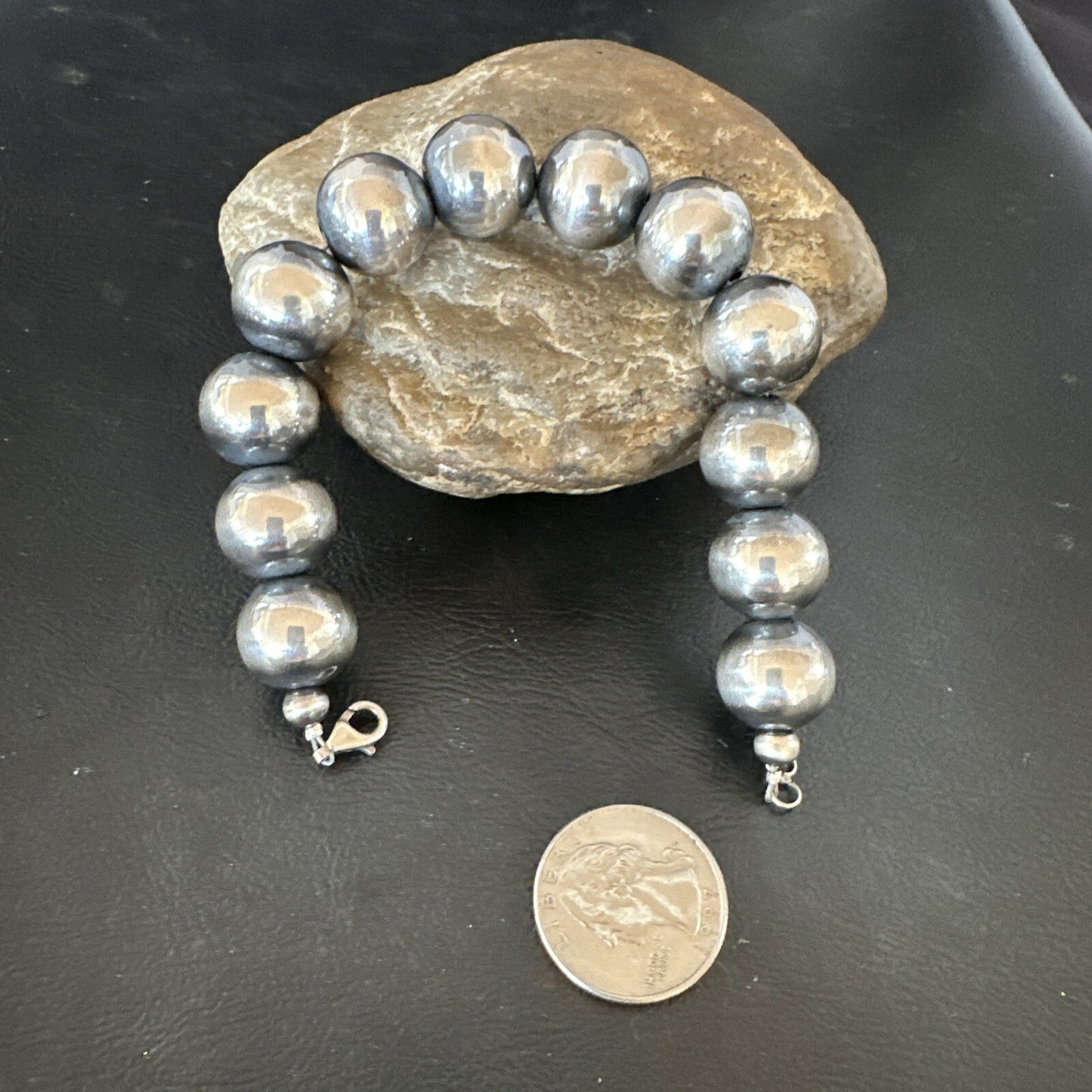 16mm Round Beads 8” Sterling Silver Beads Bracelet 91608