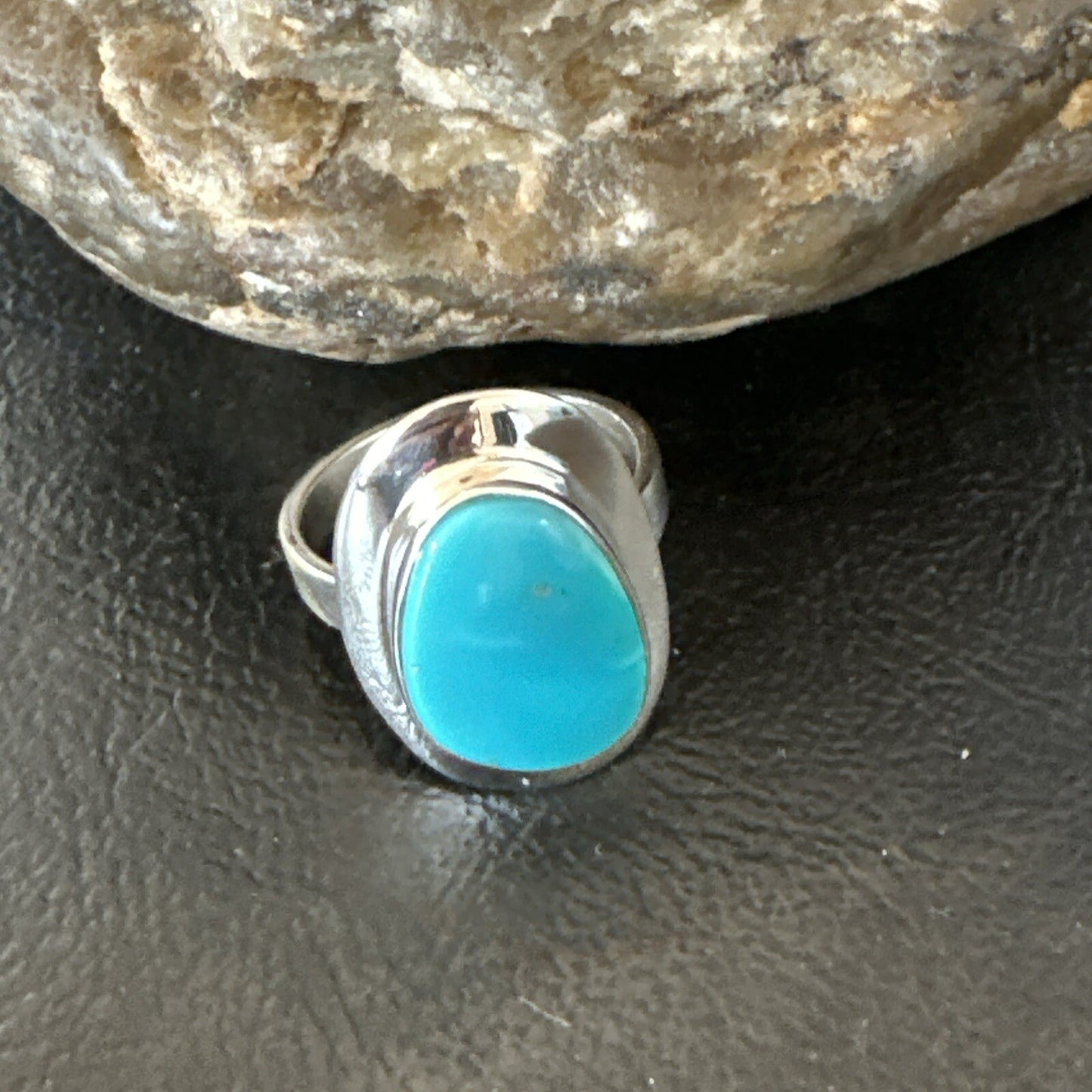 Southwestern Sterling Silver Blue Kingman Turquoise Ring Size 9 18528