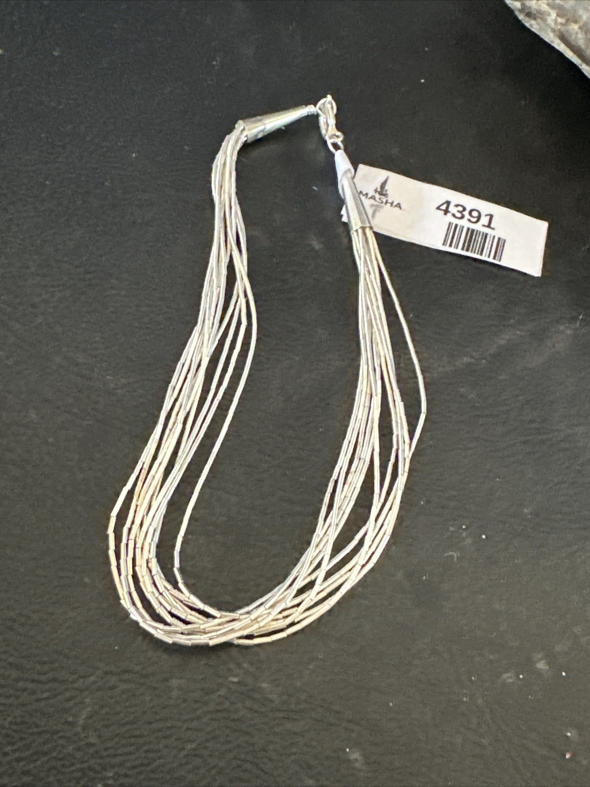 Womens Heishi Liquid Sterling Silver 10 Strands Bracelet 8” 4391