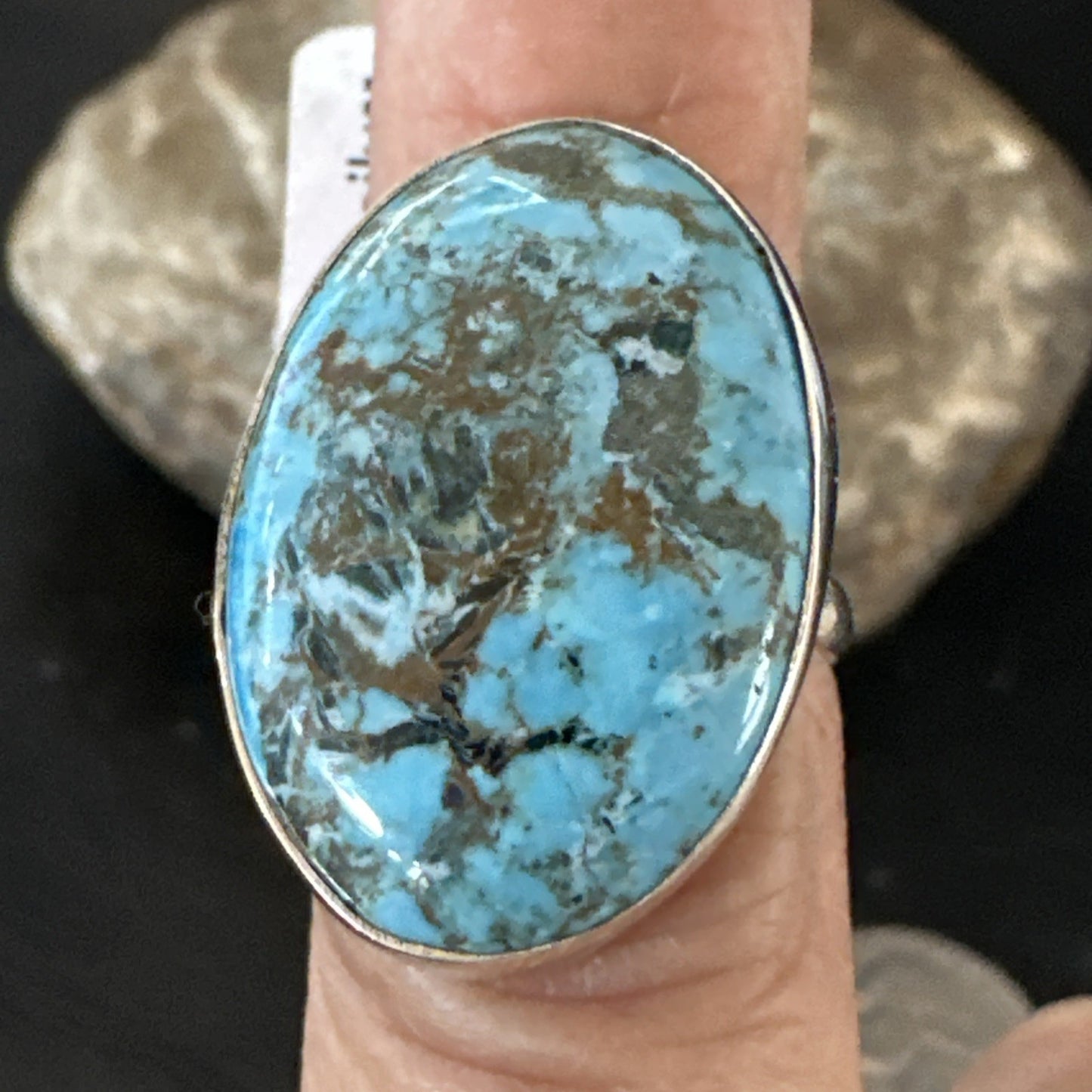 Blue Turquoise#8 Southwestern Sterling Silver Ring Size 7 19737