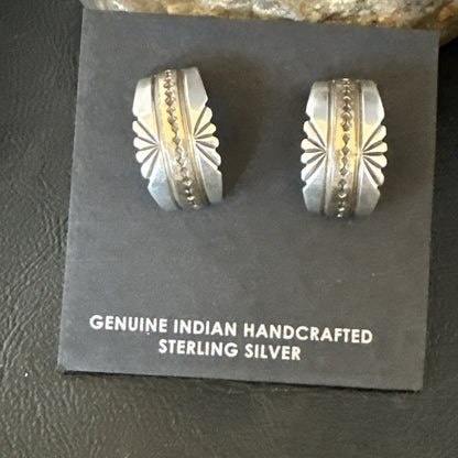 Old Pawn Navajo Stamped GF Sterling Silver Native American Earrings 19091