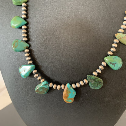 Royston Turquoise Sterling Silver Beads Necklace 02184