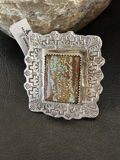 Men Women Blue Turquoise#8 Navajo Sterling Silver Ring Size 9 19107