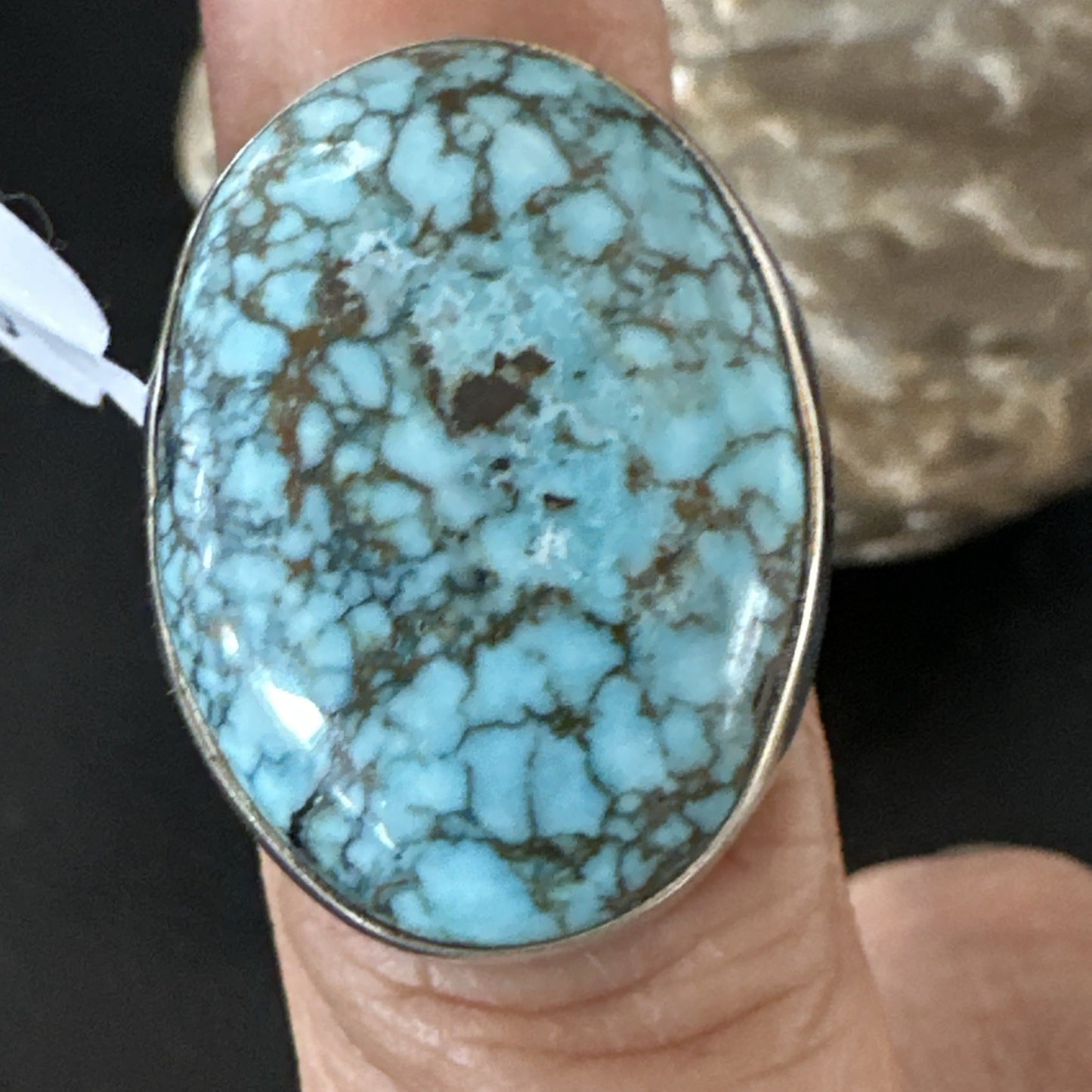 Blue Turquoise#8 Southwestern Sterling Silver Ring Size 7 19739