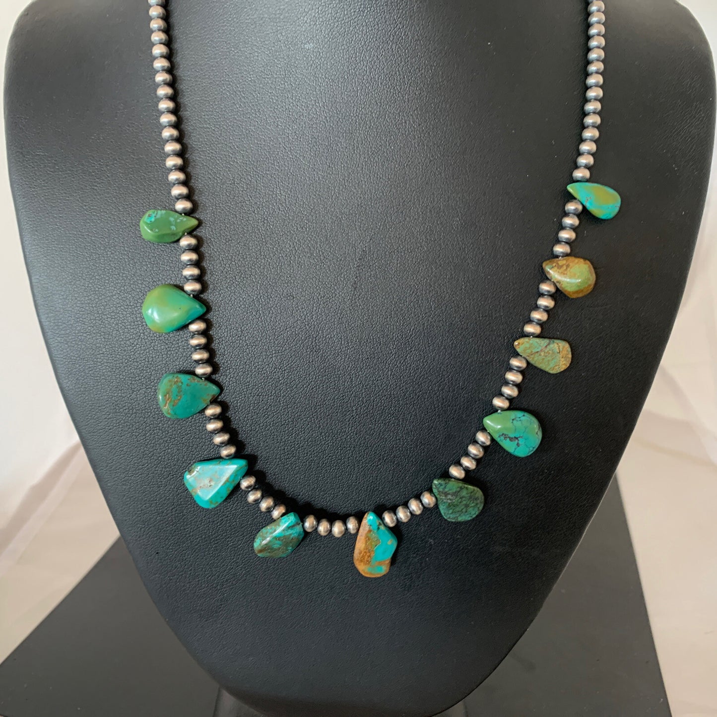 Royston Turquoise Sterling Silver Beads Necklace 02184