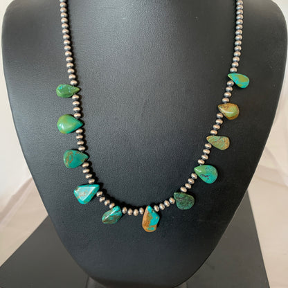 Royston Turquoise Sterling Silver Beads Necklace 02184