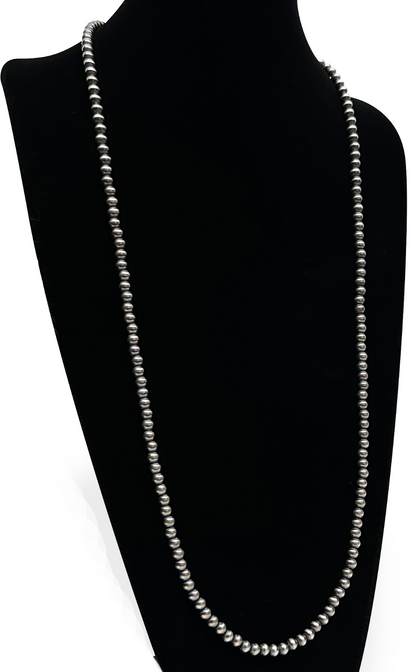 Native American 8mm Sterling Silver Navajo Pearls 36" Single Strand Necklace