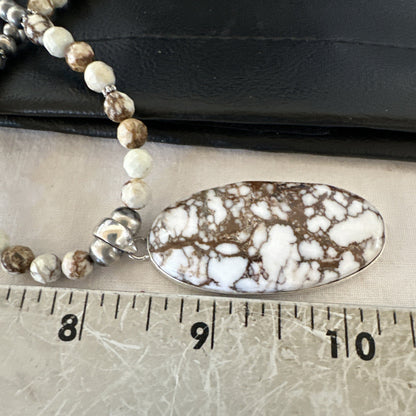 Mens Womens Wild Horse Turquoise Pendant Navajo Sterling Silver Necklace 19537