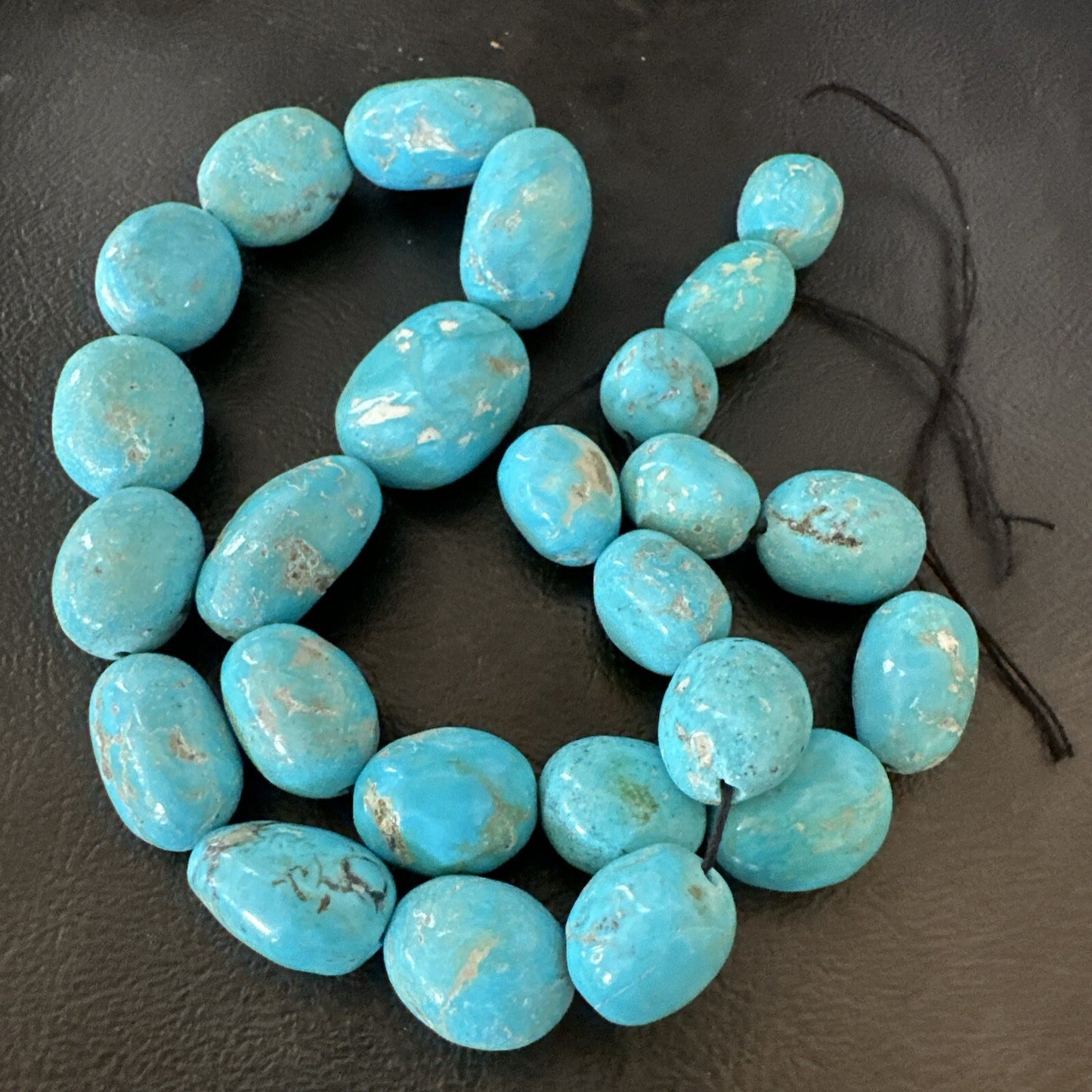 Authentic Blue Sleeping Beauty Graduated Turquoise Nugget Strand 18” 18499