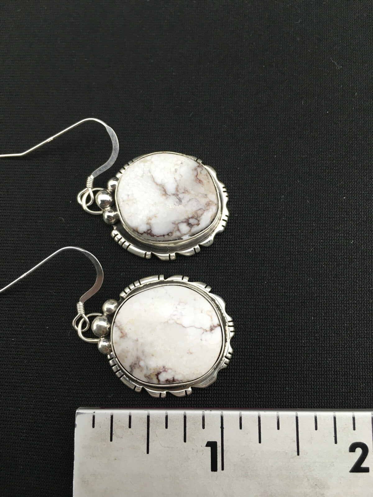 Navajo Sterling Silver Wild Horse Turquoise Earrings 1" 01321