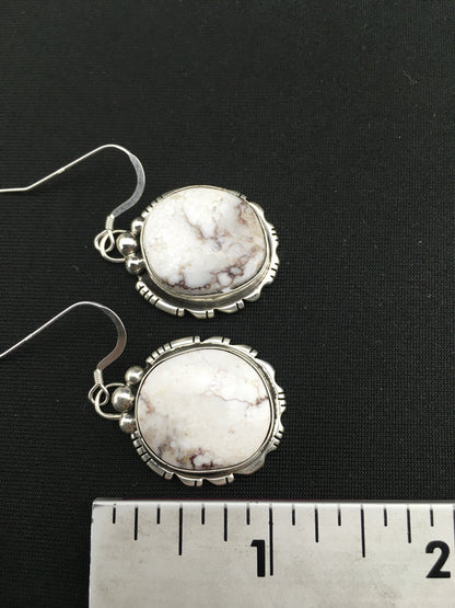 Navajo Sterling Silver Wild Horse Turquoise Earrings 1" 01321