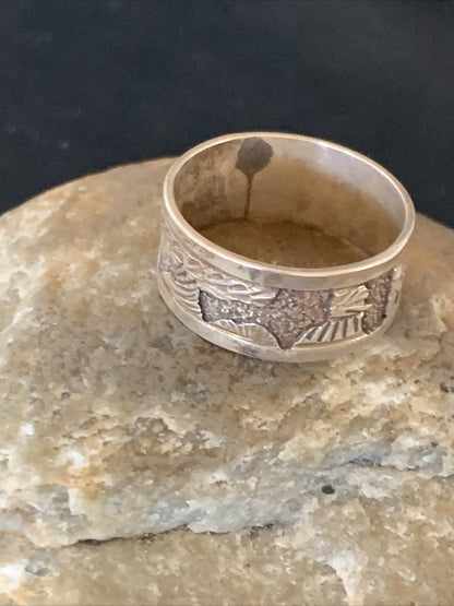 Native American Navajo Stamped Sterling Silver Pueblo Ring Size 10 14750