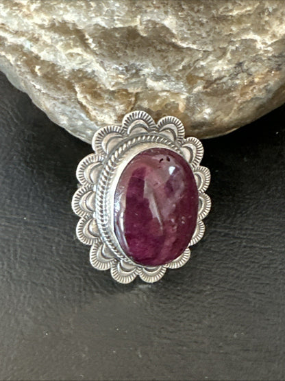 Womens Purple Spiny Oyster Navajo Sterling Silver Adjustable Ring Size 7 19821