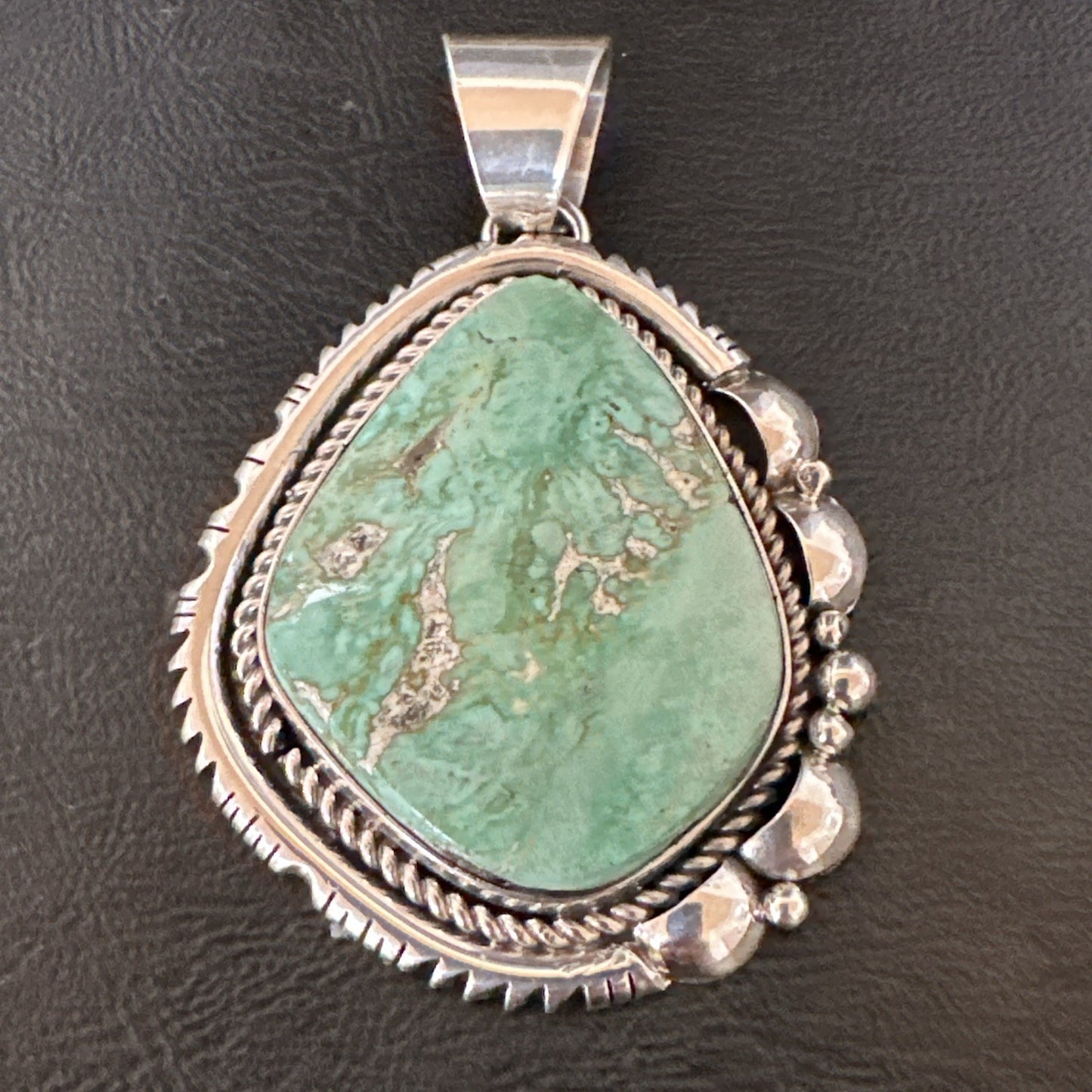 Men Women Green Royston Turquoise Pendant Navajo Sterling Yazzie 19522