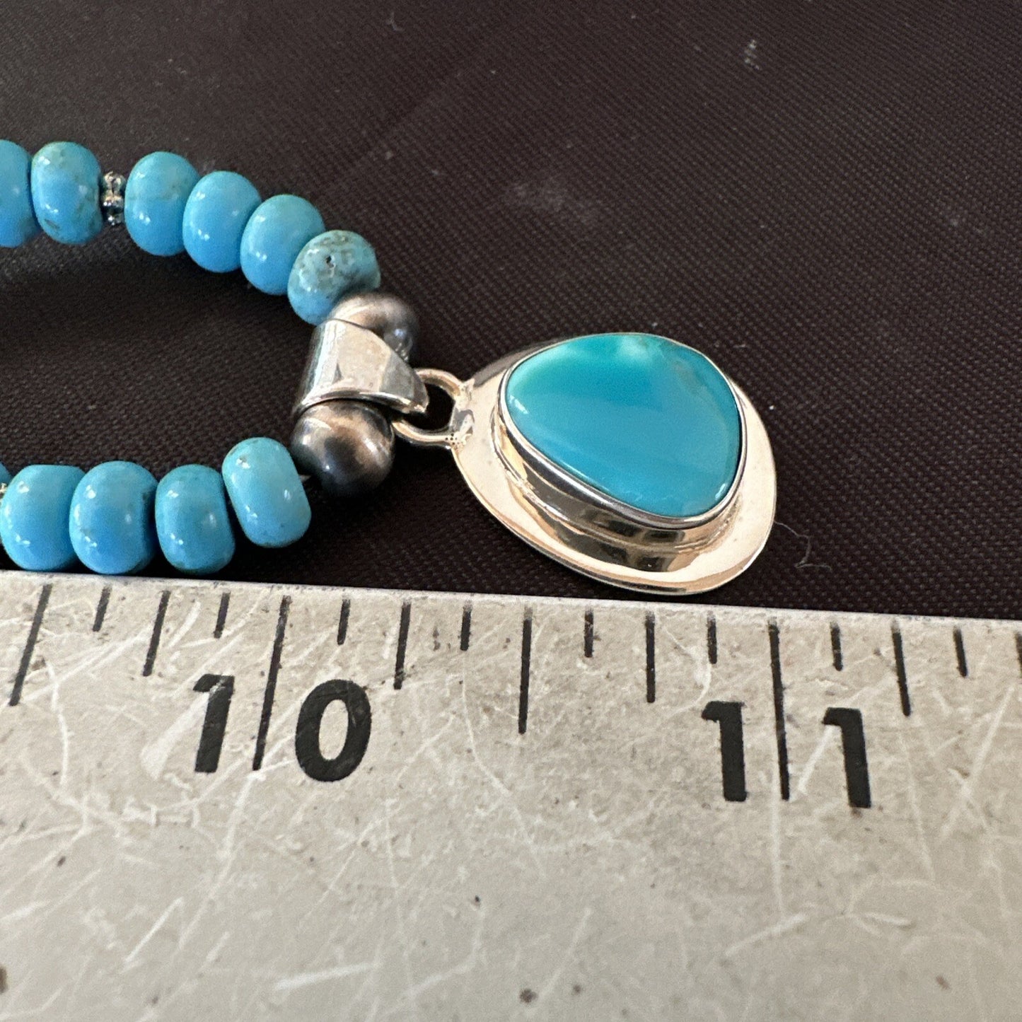 WoMens Blue Kingman Turquoise Pendant Navajo Sterling Silver Necklace 21" 18422