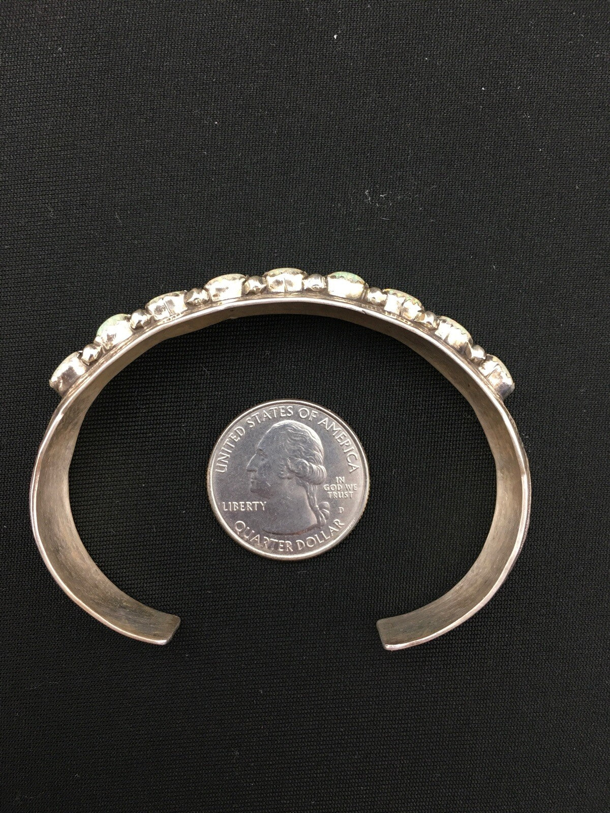 White Opal Navajo Sterling Silver Native American Cuff Bracelet 4734