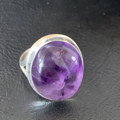 Purple Amethyst Southwestern Sterling Silver Ring Size 8.5 12941