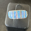 Blue Opal Navajo Inlay Ring Size 8.5 | Sterling Silver | Authentic Native American Handmade | 18712