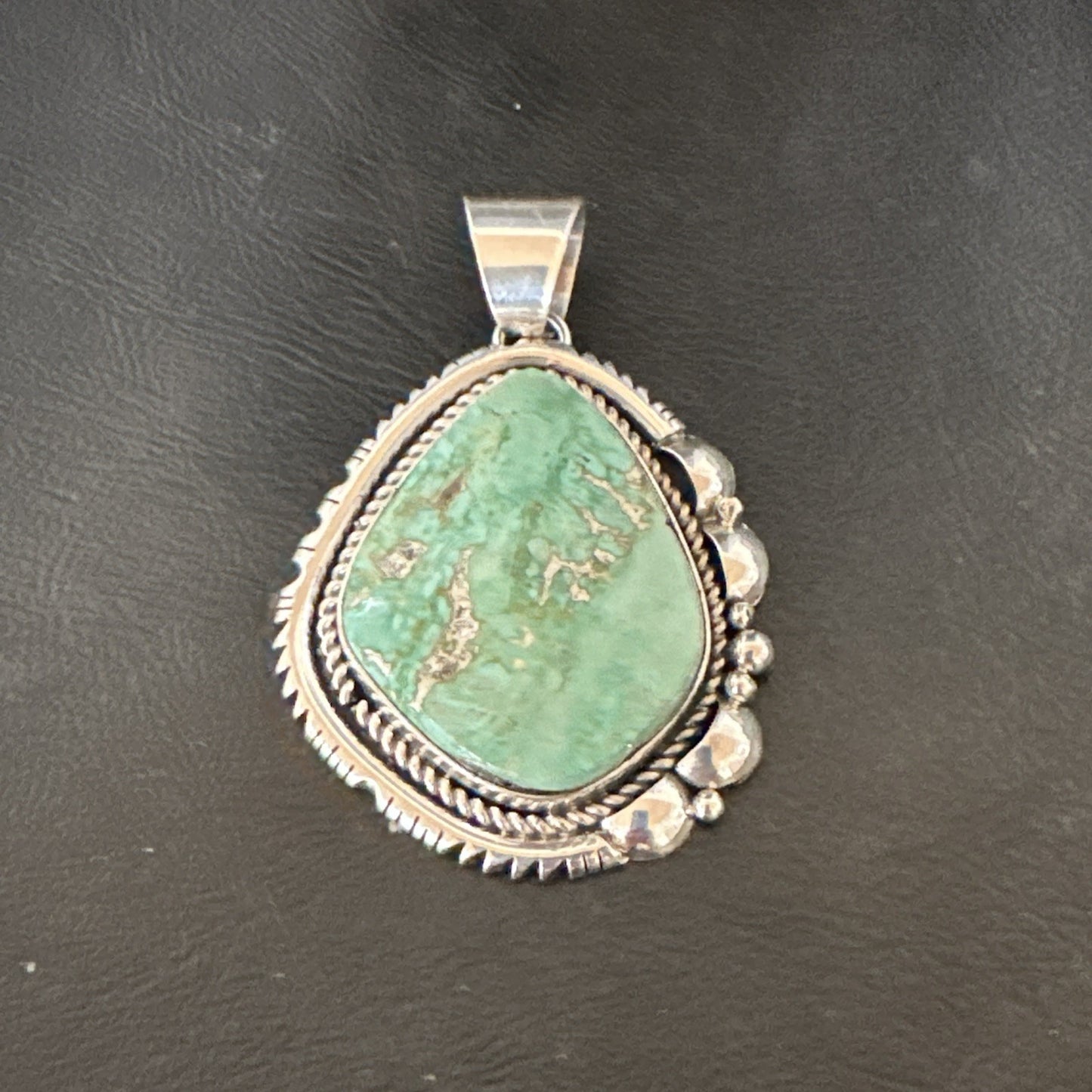 Men Women Green Royston Turquoise Pendant Navajo Sterling Yazzie 19522
