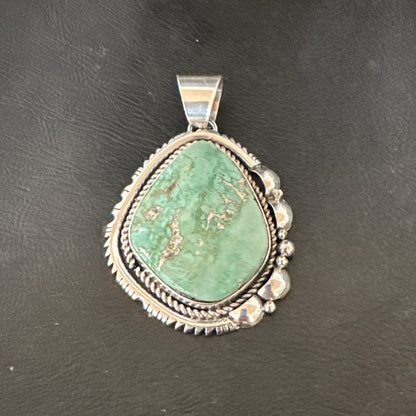 Men Women Green Royston Turquoise Pendant Navajo Sterling Yazzie 19522