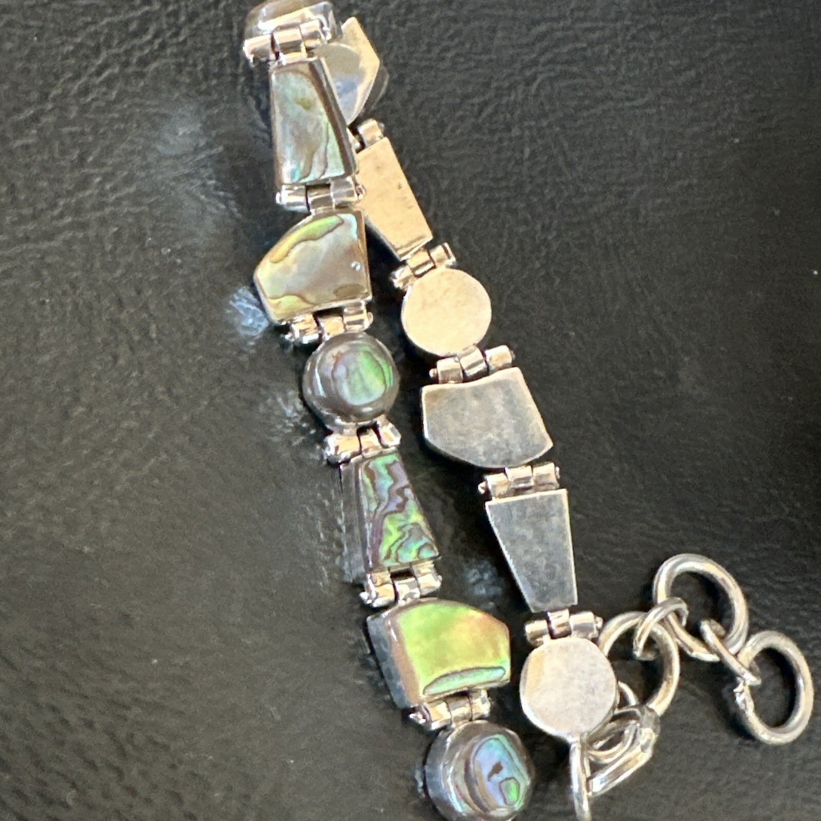 Pava Shell Navajo Old Pawn Sterling Silver Link Bracelet 8" 18131