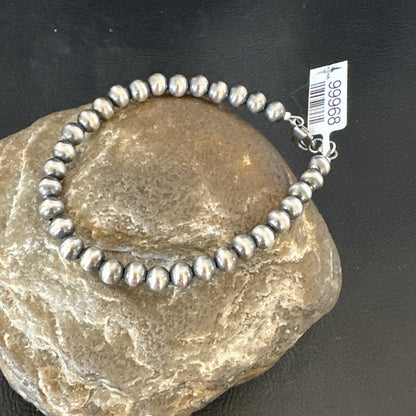 Native American Navajo 6mm Beads 7” Sterling Silver Bracelet 99967